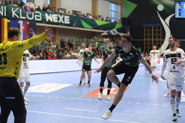 RK Nexe v THW Kiel - EHF European League Men 2025 2026 Aleksandar Bakic of RK Nexe during the EHF European League Men 2025 26 quarter-finals 1st leg match between RK Nexe and THW Kiel at Sports Hall King Tomislav on April 28, 2026 in Nasice, Croatia.  DavidxJerkovic PIXSELL