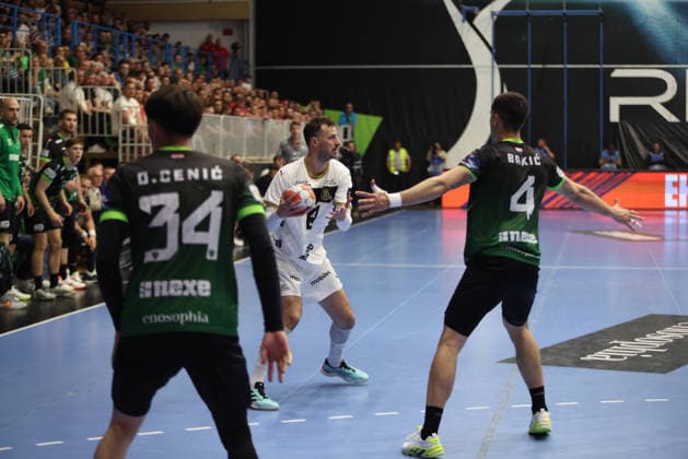 RK Nexe v THW Kiel - EHF European League Men 2025 2026 Domagoj Duvnjak of THW Kiel during the EHF European League Men 2025 26 quarter-finals 1st leg match between RK Nexe and THW Kiel at Sports Hall King Tomislav on April 28, 2026 in Nasice, Croatia.  DavidxJerkovic PIXSELL
