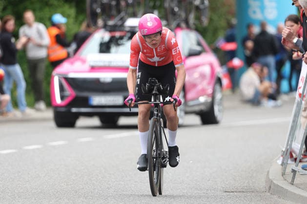 28.04.2026 Villars-sur-Glane, SCHWEIZ, Tour de Romandie 2026 Prolog Villars sur Glane - Villars sur Glane Michael Shea Leonard CAN Team EF Education Easypost