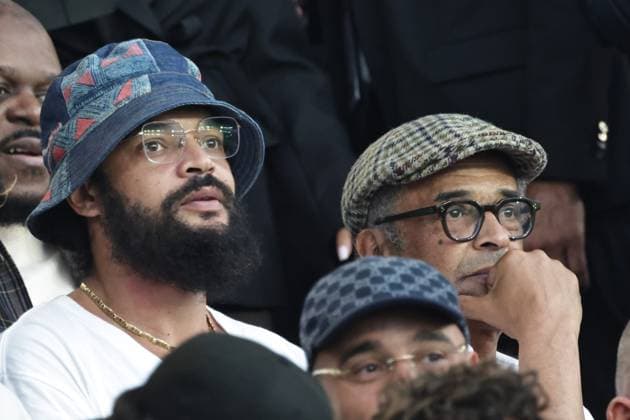 PSG - BAYERN PHOTOPQR LE PARISIEN LP Fred Dugit (Staff) ; Paris ; 28 04 2026 ; Sports Parc des Princes, Paris (XVIe), le 28 04 2026 Demi-finale aller de ligue des Champions Psg-Bayern Munich Joakim Noah et Yannick Noah (tribune) LP Fred Dugit Paris, France, april 28th 2026. Champions League. Semi-final (First leg) Paris PSG - Bayern Munich.