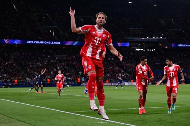 Torjubel zum 0:1 durch Harry Kane 9 (FC Bayern Muenchen), Paris Saint-Germain vs. FC Bayern München, Champions League, Halbfinale, 28.04.2026 Paris Paris Frankreich