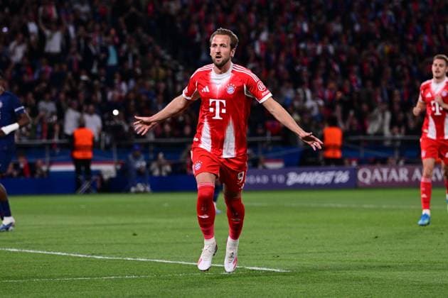 Torjubel zum 0:1 durch Harry Kane 9 (FC Bayern Muenchen), Paris Saint-Germain vs. FC Bayern München, Champions League, Halbfinale, 28.04.2026 Paris Paris Frankreich