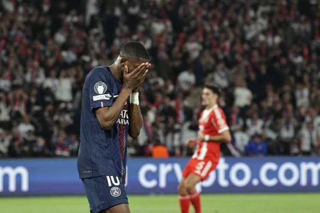 PSG - BAYERN PHOTOPQR LE PARISIEN LP Fred Dugit (Staff) ; Paris ; 28 04 2026 ; Sports Parc des Princes, Paris (XVIe), le 28 04 2026 Demi-finale aller de ligue des Champions Psg-Bayern Munich Ousmane Dembélé (10) (deception) LP Fred Dugit Paris, France, april 28th 2026. Champions League. Semi-final (First leg) Paris PSG - Bayern Munich.
