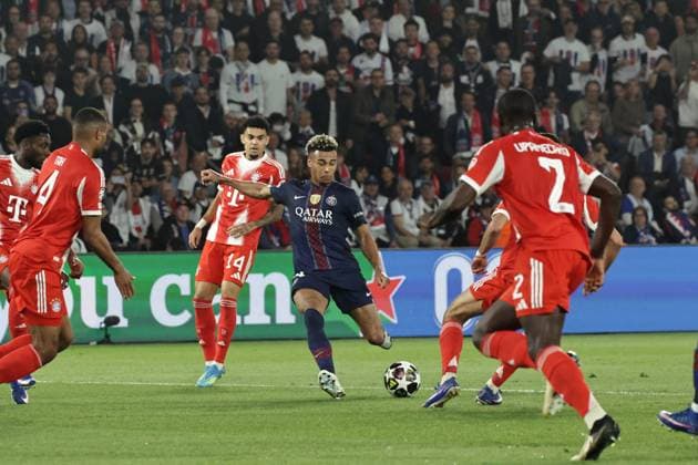 PSG - BAYERN PHOTOPQR LE PARISIEN LP Fred Dugit (Staff) ; Paris ; 28 04 2026 ; Sports Parc des Princes, Paris (XVIe), le 28 04 2026 Demi-finale aller de ligue des Champions Psg-Bayern Munich Désiré Doué (14) LP Fred Dugit Paris, France, april 28th 2026. Champions League. Semi-final (First leg) Paris PSG - Bayern Munich.