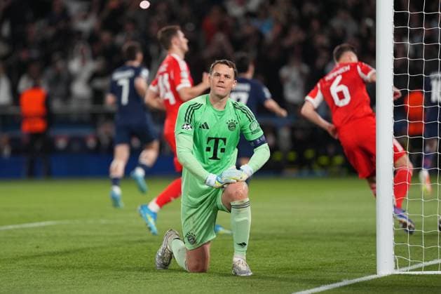 Manuel Neuer of Bayern Munich reacts after Ousmane Dembele of PSG puts his side 3-2 ahead with a penalty Paris Saint-Germain v Bayern Munich, UEFA Champions League, Semi Final, First Leg, Football, Parc des Princes, Paris, France - 28 Apr 2026Paris Parc des Princes France EDITORIAL USE ONLY No use with unauthorised audio, video, data, fixture lists, club league logos or live services. Online in-match use limited to 120 images, no video emulation. No use in betting, games or single club league player publications. Copyright: xDavexWinter Shutterstockx 16847969bs