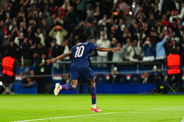 Torjubel nach Tor zum 3:2 per Elfmeter Strafstoss Ousmane Dembà là (Paris St. Germain, 10) FRA, Paris St. Germain vs. FC Bayern München, Fussball, UEFA Champions League, Halbfinale, Spielzeit 2025 2026, 28.04.2026 FRA, Paris St. Germain vs. FC Bayern München, Fussball, UEFA Champions League, Halbfinale, Spielzeit 2025 2026, 28.04.2026 Paris Copyright: xEibner-Pressefoto MarcelxvonxFehrnx EP_MFN