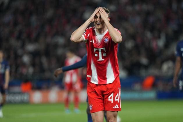 Josip Stanisic of Bayern Munich reacts after a missed chance Paris Saint-Germain v Bayern Munich, UEFA Champions League, Semi Final, First Leg, Football, Parc des Princes, Paris, France - 28 Apr 2026Paris Parc des Princes France EDITORIAL USE ONLY No use with unauthorised audio, video, data, fixture lists, club league logos or live services. Online in-match use limited to 120 images, no video emulation. No use in betting, games or single club league player publications. Copyright: xDavexWinter Shutterstockx 16847969cg