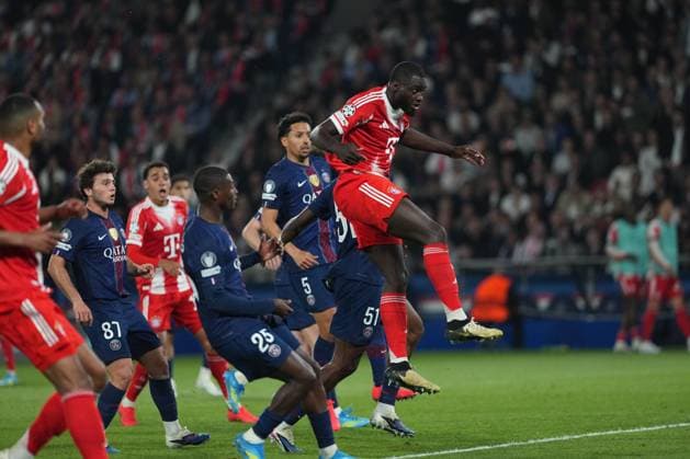 Dayot Upamecano of Bayern Munich pulls it back to 5-3 with a header Paris Saint-Germain v Bayern Munich, UEFA Champions League, Semi Final, First Leg, Football, Parc des Princes, Paris, France - 28 Apr 2026Paris Parc des Princes France EDITORIAL USE ONLY No use with unauthorised audio, video, data, fixture lists, club league logos or live services. Online in-match use limited to 120 images, no video emulation. No use in betting, games or single club league player publications. Copyright: xDavexWinter Shutterstockx 16847969cr