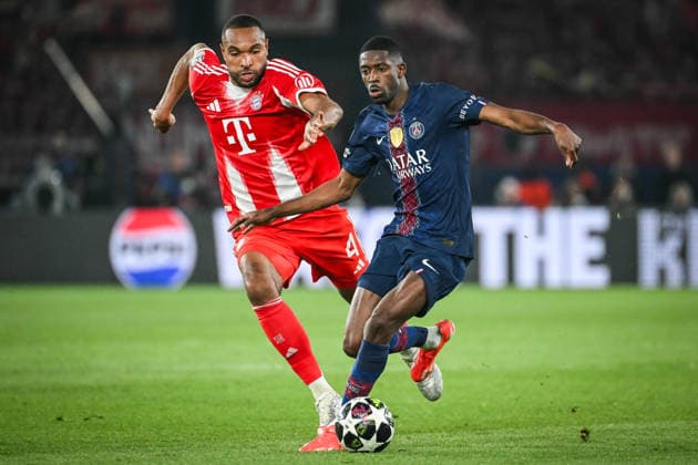 April 28, 2026, Paris, France, France: Jonathan TAH of Bayern Munich and Ousmane DEMBELE of PSG during the UEFA Champions League match between Paris Saint-Germain and FC Bayern Munich at Parc des Princes Stadium on April 28, 2026 in Paris, France. Paris Saint-Germain V FC Bayern Munich - UEFA Champions League  - ZUMAm308 20260428_zsp_m308_020 Copyright: xMatthieuxMirvillex