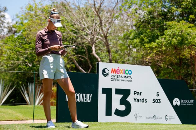 RIVIERA MAYA OPEN AT MAYAKOBA 2026 RIVIERA MAYA OPEN AT MAYAKOBA 2026 28042026 PLAYA DEL CARMEN, QUINTANA ROO. Action photo of Nelly Korda of the USA, during practice day of the Riviera Maya Open at Mayakoba 2026 at El Camaleon Golf Club in Playa del Carmen, Mexico. Foto de accion de Kelly Korda de Estados Unidos, durante dia de practica del torneo Riviera Maya Open at Mayakoba 2026 celebrado en el Club de Golf El Camaleon en Playa del Carmen, Mexico. Photo by IMAGENSHOP AGENCIA FOTOGRAFICA PLAYA DEL CARMEN QUINTANA ROO MEXICO Copyright: xYOALIxMARTINEZx