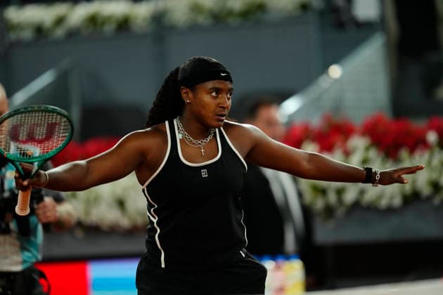 Mutua Madrid Open - Day Nine MADRID, SPAIN - APRIL 28: Hailey Baptiste of the United States celebrates victory against Aryna Sabalenka during their Women™s Singles Quarter-final match at Manolo Santana Stadium on day nine of the Mutua Madrid Open at La Caja Magica on April 28, 2026 in Madrid, Spain. Madrid Spain  Copyright: xJosexBretonx originalFilename:bretonhernandez-mutuamad260428_npDnS.jpg