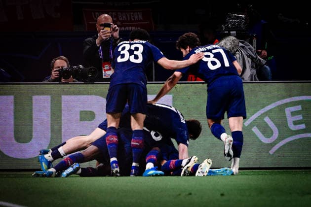 Torjubel zum 5:2 durch Ousmane Dembele 10 (Paris Saint-Germain), Paris Saint-Germain vs. FC Bayern München, Champions League, Halbfinale, 28.04.2026 Paris Paris Frankreich
