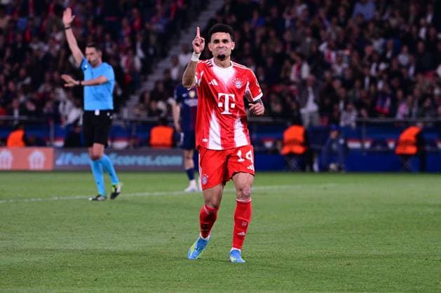 Torjubel zum 5:4 durch Luis Diaz 14 (FC Bayern Muenchen), Paris Saint-Germain vs. FC Bayern München, Champions League, Halbfinale, 28.04.2026 Paris Paris Frankreich