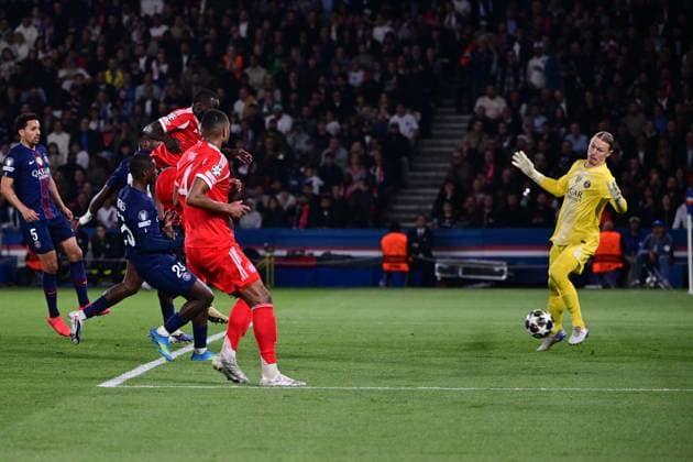 Tor zum 5:3 durch Dayot Upamecano 2 (FC Bayern Muenchen), Paris Saint-Germain vs. FC Bayern München, Champions League, Halbfinale, 28.04.2026 Paris Paris Frankreich