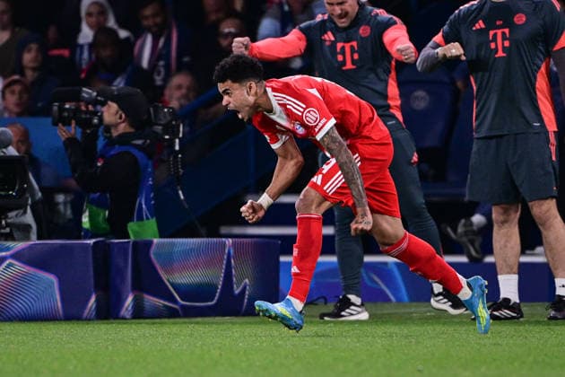 Torjubel zum 5:4 durch Luis Diaz 14 (FC Bayern Muenchen), Paris Saint-Germain vs. FC Bayern München, Champions League, Halbfinale, 28.04.2026 Paris Paris Frankreich