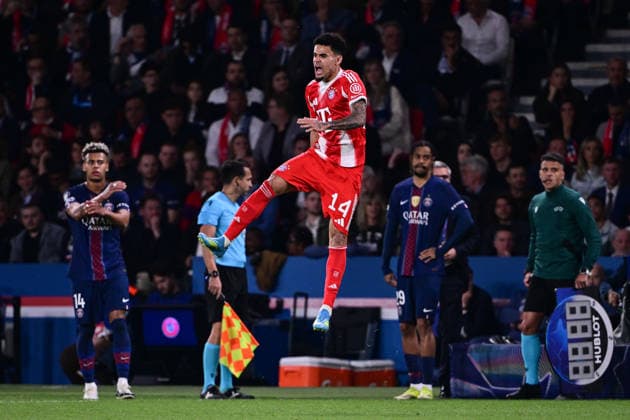 Torjubel zum 5:4 durch Luis Diaz 14 (FC Bayern Muenchen), Paris Saint-Germain vs. FC Bayern München, Champions League, Halbfinale, 28.04.2026 Paris Paris Frankreich