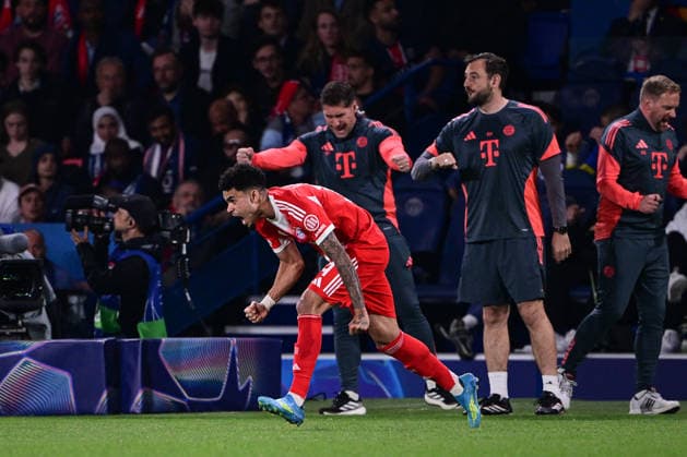 Torjubel zum 5:4 durch Luis Diaz 14 (FC Bayern Muenchen), Paris Saint-Germain vs. FC Bayern München, Champions League, Halbfinale, 28.04.2026 Paris Paris Frankreich