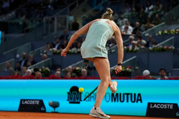 Mutua Madrid Open - Day Nine MADRID, SPAIN - APRIL 28: Aryna Sabalenka plays against Hailey Baptiste of the United States during the Women s Singles quarter-final match on Day Nine of the Mutua Madrid Open at La Caja Magica on April 28, 2026 in Madrid, Spain. Madrid Spain  Copyright: xJosexBretonx originalFilename:bretonhernandez-mutuamad260428_npEii.jpg