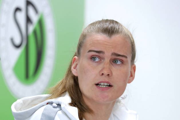 Präsentation neuer Sachsenpokal der Frauen; 28.04.2026 Celine Hauk (Co-Trainerin RB Leipzig II Frauen). Präsentation des neuen Sachsenpokals der Frauen und Vorschau auf den Finaltag der Frauen und Juniorinnen. Sportschule Egidius Braun , 28.04.2026 Copyright: xBEAUTIFULxSPORTS JanxKaeferx
