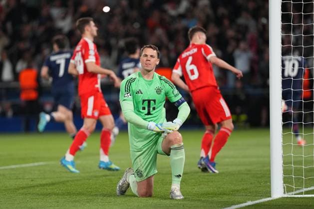 Manuel Neuer of Bayern Munich reacts after Ousmane Dembele of PSG scores from the penalty spot Paris Saint-Germain v Bayern Munich, UEFA Champions League, Semi Final, First Leg, Football, Parc des Princes, Paris, France - 28 Apr 2026Paris Parc des Princes France EDITORIAL USE ONLY No use with unauthorised audio, video, data, fixture lists, club league logos or live services. Online in-match use limited to 120 images, no video emulation. No use in betting, games or single club league player publications. Copyright: xDavexWinter Shutterstockx 16847969la