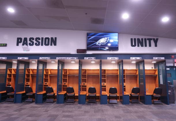 FIFA World Cup, WM, Weltmeisterschaft, Fussball 2026 Philadelphia - Stadiums The Philadelphia Eagles locker room is seen in preparation for the 2026 FIFA World Cup at Lincoln Financial Field in Philadelphia, Pennsylvania, USA, on April 28, 2026. The Philadelphia Stadium will host six matches at the FIFA World Cup 2026, including one knockout-stage fixture on American Independence Day. The full match schedule for the biggest-ever FIFA World Cup has now been unveiled, giving the framework for the 104-game tournament featuring 48 teams across 16 host cities in three countries (Canada, Mexico, and the United States). Philadelphia United States  Copyright: xMatrixxImagesx xGentxShkullakux
