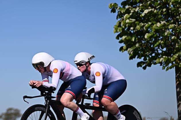 UCI Para Cycling Road World Cup: Round 2 Picture by Mathew Wells SWpix.com - 29 04 2026 - Cycling - UCI Para Cycling Road World Cup: Round 2 - Gistel, West Flanders, Belgium - WB Individual Time Trial (ITT) - Amelia Robertson (Great Britain) piloted by Corrine Hall Copyright: x xSWpix.comx(t axPhotographyxHubxLtd)xMathewxWells SWpix.comx SWP-3030-13517