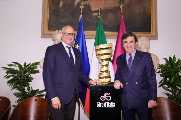 Roberto Gualtieri and Urbano Cairo during the Presentation of the Grand Arrival of the 109th Giro d Italia at the Rome s Campidoglio, Italy - Wednesday April 29, 2026 - ( Photo by Alfredo Falcone LaPresse )  Copyright: xAlfredoxFalcone LaPressex