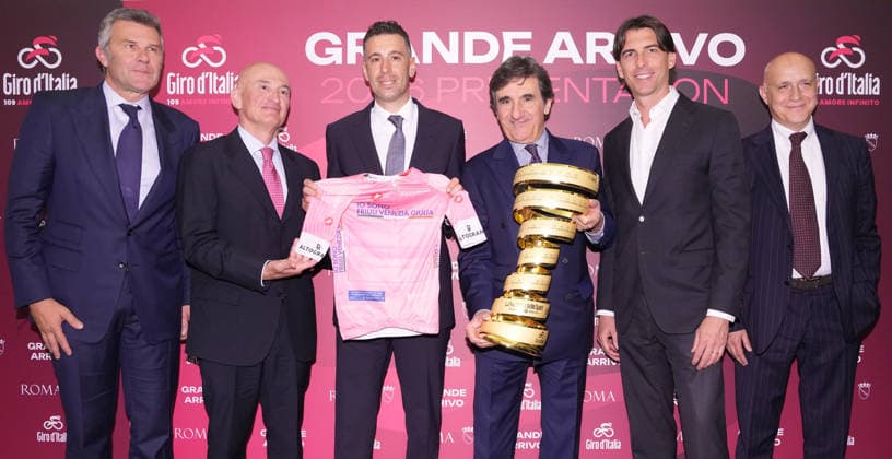 Paolo Bellino Francesco Castillo Vincenzo Nibali Urbano Cairo Alessandro Onorato Paolo Bellino Stefano Barigelli during the Presentation of the Grand Arrival of the 109th Giro d Italia at the Rome s Campidoglio, Italy - Wednesday April 29, 2026 - ( Photo by Alfredo Falcone LaPresse )  Copyright: xAlfredoxFalcone LaPressex