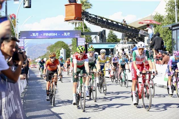 61st Presidential Cycling Tour of Turkiye MUGLA, TURKIYE - APRIL 29: Cyclists are seen as the fourth stage of the 61st Presidential Turkiye Cycling Tour (TUR 2026) has come to an end in Mugla, Turkiye on April 29, 2026. Ali Riza Akkir Anadolu Mugla Turkey. Editorial use only. Please get in touch for any other usage.  Copyright: x2026xAnadoluxAlixRizaxAkkirx