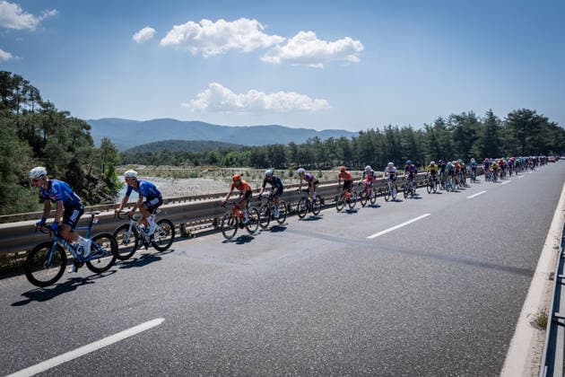 61st Presidential Cycling Tour of Turkiye MUGLA, TURKIYE - APRIL 29: Cyclists compete during the 130-kilometer Marmaris-Fethiye stage of the 61st Presidential Cycling Tour of Turkiye (TUR 2026) on April 29, 2026, in Mugla, Turkiye. This 8-stage event is the only competition in the country classified as a ProSeries race on the UCI Europe Tour calendar. The tour is organized by the Turkish Cycling Federation under the auspices of the Presidency and receives support from the Ministry of Youth and Sports. Ahmet Serdar Eser Anadolu Mugla Turkey. Editorial use only. Please get in touch for any other usage.  Copyright: x2026xAnadoluxAhmetxSerdarxEserx