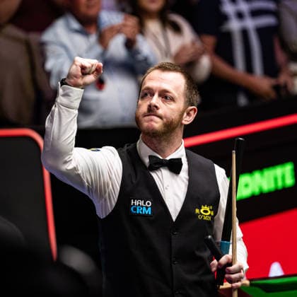 RECORD DATE NOT STATED 29th April 2026; The Crucible Theatre, Sheffield, Yorkshire, England; WST 2026 Halo World Championship, WM, Weltmeisterschaft Snooker, Day Twelve; Mark Allen celebrates winning his quarter final match against Barry Hawkins GodfreyxPitt