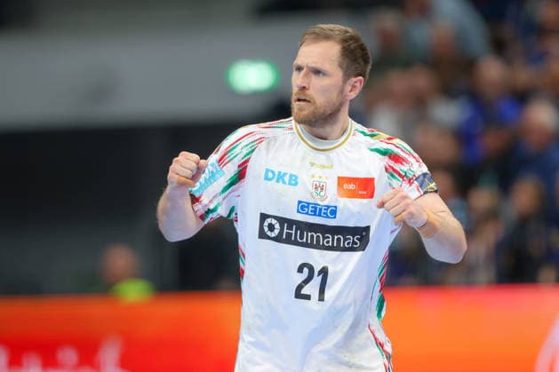 29.04.2026, xtgx, Handball, EHF Champions League 1 4 Finale, Pick Szeged - SC Magdeburg v.l. Albin Lagergren (Magdeburg, 21) Jubel, Torjubel, jubelt ueber das Tor, celebrate the goal, celebration Szegend