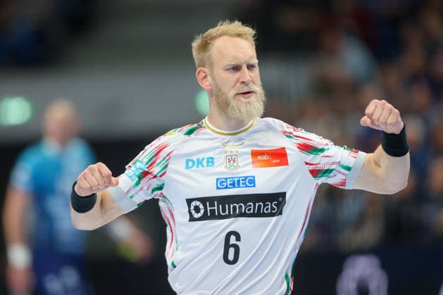 29.04.2026, xtgx, Handball, EHF Champions League 1 4 Finale, Pick Szeged - SC Magdeburg v.l. Matthias Musche (Magdeburg, 6) Jubel, Torjubel, jubelt ueber das Tor, celebrate the goal, celebration Szegend