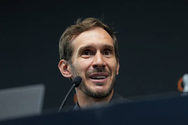 Julian Schuster (SC Freiburg, Trainer) Pressekonferenz, Presse, PK, Portugal, Fussball, UEFA Europa League, Halbfinale, Hinspiel, 2025 2026, SC Braga vs. SC Freiburg, 29.04.2026, Estadio Municipal de Braga, Braga, Braga Estadio Municipal de Braga Cavado Portugal *** Julian Schuster SC Freiburg, coach press conference, press, PK, Portugal, football, UEFA Europa League, semi-final, first leg, 2025 2026, SC Braga vs SC Freiburg, 29 04 2026, Estadio Municipal de Braga, Braga, Braga Estadio Municipal de Braga Cavado Portugal Copyright: xArnexAmbergx