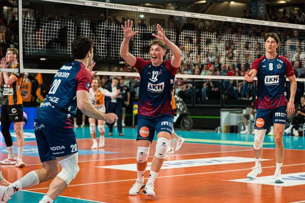 Volleyball I Herren I Saison 2025-2026 I Bundesliga I Finale I SVG Lüneburg - Berlin Recycling Volleys I 29.04.2026 Jubel, Begeisterung, Enthusiasmus, Euphorie, Freude, Glücksgefühl, Heiterkeit bei: Santeri Riku Matias Välimaa (12, SVG Lüneburg) Copyright: xLobeca Björn-OlexKehmx