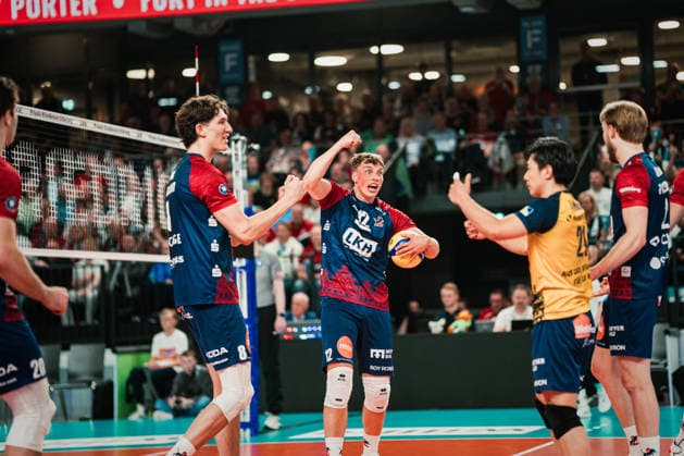 VBL: SVG Lüneburg vs. Berlin Recycling Volleys, 29.04.2026 Santeri Välimaa (SVG Lüneburg, 12) jubelt; Volleyball Bundesliga, Playoffs, Finale, Spiel 1: SVG Lüneburg vs. Berlin Recycling Volleys am 29.04.2026 in der LKH-Arena, Lüneburg Copyright: xBEAUTIFULxSPORTS Tonhäuserx