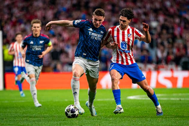 UEFA Champions League - Atletico de Madrid v Arsenal FC.Arsenal FC s Victor Gyokeres and Johnny Cardoso during Champions League 2025 2026, semi-final, first leg match.April 29, 2026 (2026042924)