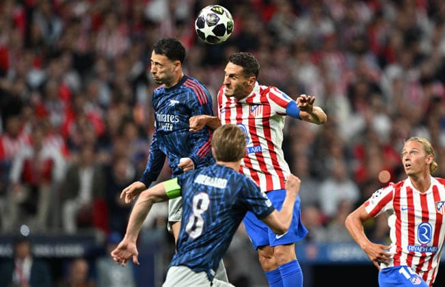 Atletico Madrid v Arsenal - UEFA Champions League MADRID, SPAIN - APRIL 29: Koke (2nd R) of Atletico Madrid in action during the first leg of the UEFA Champions League semifinals match between Atletico Madrid and Arsenal at Riyadh Air Metropolitano Stadium in Madrid, Spain on April 29, 2026. Burak Akbulut Anadolu Madrid Spain. Editorial use only. Please get in touch for any other usage.  Copyright: x2026xAnadoluxBurakxAkbulutx