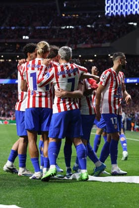 April 29, 2026, Madrid, Madrid, Spain: Julian Alvarez of Atletico de Madrid celebrates a goal with teammates during the UEFA Champions League 2025 26 League Semi Final First Leg match between Atletico de Madrid and Arsenal FC at Riyadh Air Metropolitano on April 29, 2026, in Madrid, Spain. Atletico De Madrid V Arsenal FC - UEFA Champions League 2025 26 League Semi Final First Leg  - ZUMAa181 20260429_zaa_a181_348 Copyright: xDennisxAgyemanx