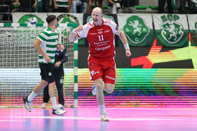 11Hald, Simon ALLBORG in action during the match between Sporting Clube de Portugal vs AALBORG HANDBOLD, valid for Machineseeker EHF Champions League Quarter-finals 2025 2026 at Pavilhao Joao Rocha in Lisbon on 29 Apri 2026. Lisbon Pavilhao Joao Rocha Lisbon Portugal Copyright: xIMAGOx xPRIMExSPORTSxIMAGESx xANGELOxMOREIRAx