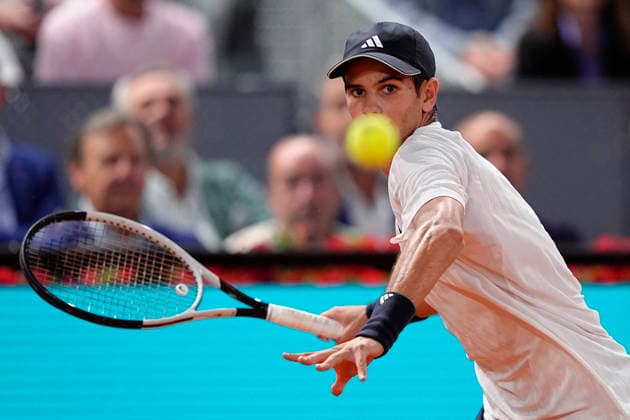 2026 Mutua Madrid Open in Madrid - 29 Apr 2026 Rafa Jódar of Spain plays against Jannik Sinner of Italy (not in view) during the Men’s Singles quarter-final match of the 2026 Mutua Madrid Open at La Caja Magica. Madrid Spain Copyright: xGokhanxTanerx xSOPAxImagesx GTANER_SOPAImages_MutuaMadridOpenTennis_Madrid_ESP_29042026_00008