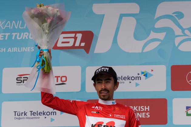 61st Presidential Cycling Tour of Turkiye ANTALYA, TURKIYE - APRIL 30: Colombian cyclist Ivan Ramiro Sosa of Equipo Kern Pharma celebrates on the podium during the Patara-Kemer stage of the 61st Presidential Cycling Tour of Turkiye (TUR 2026) on April 30, 2026, in Antalya, Turkiye. As shown in the file Ekran Resmi 2026-04-30 17.11.25.jpg, Sosa protects the turquoise jersey in the general classification with a time of 17 hours 38 minutes 43 seconds and the red jersey in the climbing classification with 15 points. This competition is the only ProSeries category race in Turkiye and is included in the International Cycling Union (UCI) Europe Tour calendar. Ahmet Serdar Eser Anadolu Antalya Turkey. Editorial use only. Please get in touch for any other usage.  Copyright: x2026xAnadoluxAhmetxSerdarxEserx