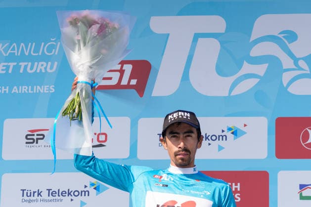 61st Presidential Cycling Tour of Turkiye ANTALYA, TURKIYE - APRIL 30: Colombian cyclist Ivan Ramiro Sosa of Equipo Kern Pharma celebrates on the podium wearing the turquoise jersey after the Patara-Kemer stage of the 61st Presidential Cycling Tour of Turkiye (TUR 2026) on April 30, 2026, in Antalya, Turkiye. Sosa protected the turquoise jersey in the general classification with a time of 17 hours 38 minutes 43 seconds and the red jersey in the climbing classification with 15 points. This competition is part of the International Cycling Union (UCI) Europe Tour calendar and is the only race in Turkiye categorized as a ProSeries event. Ahmet Serdar Eser Anadolu Antalya Turkey. Editorial use only. Please get in touch for any other usage.  Copyright: x2026xAnadoluxAhmetxSerdarxEserx