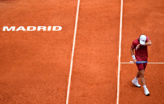 April 30, 2026, Madrid, Madrid, Spain: Casper Ruud of Norway plays against Alexander Blockx of Belgium during the Mutua Madrid Open 2026 at La Caja Magica on April 30, 2026 in Madrid, Spain. Mutua Madrid Open 2026 - Day 11  - ZUMAa181 20260430_zaa_a181_024 Copyright: xDennisxAgyemanx