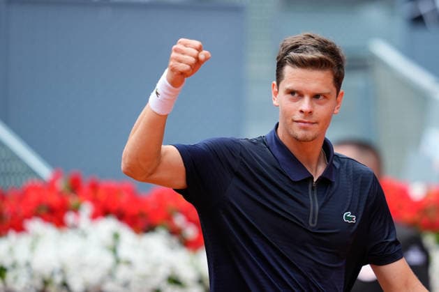 April 30, 2026, Madrid, Madrid, Spain: Alexander Blockx of Belgium celebrates the victory against Casper Ruud of Norway during the Mutua Madrid Open 2026 at La Caja Magica on April 30, 2026 in Madrid, Spain. Madrid Spain - ZUMAa181 20260430_zaa_a181_049 Copyright: xDennisxAgyemanx