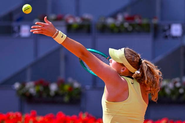 April 30, 2026, Madrid, Madrid, Spain: MIRRA ANDREEVA of Russian †WILSON during the Mutua Madrid Open 2026, ATP, Tennis Herren Masters 1000 and WTA, Tennis Damen 1000 tennis tournament, celebrated at Caja Magica on April 30, 2026 in Madrid, Spain. Mutua Madrid Open 2026 - Day 11 (04.30.26) - ZUMAc312 20260430_zsp_c312_191 Copyright: xOscarxManuelxSanchezx