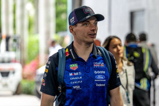MIAMI, FLORIDA, UNITED STATES: Max Verstappen, racing for the Red Bull Racing team during the 2026 Formula 1 Miami Grand Prix at the Miami International Autodrome in Miami, Florida, United States