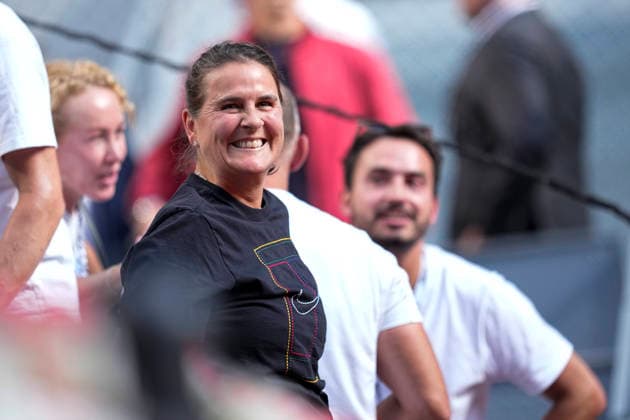 April 30, 2026, Madrid, Madrid, Spain: Conchita Martinez, coach of Mirra Andreeva of Russia, reacts after winning against Hailey Baptiste of USA during the Mutua Madrid Open 2026 at La Caja Magica on April 30, 2026 in Madrid, Spain. Mutua Madrid Open 2026 - Day 11  - ZUMAa181 20260430_zaa_a181_146 Copyright: xOscarxJ.xBarrosox