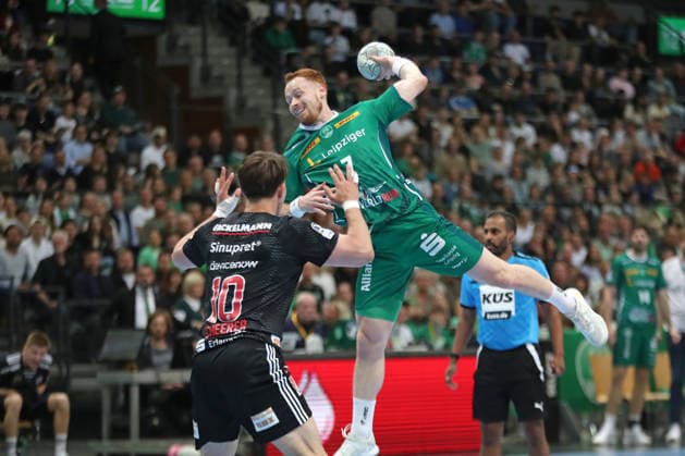Handball DAIKIN HBL, SC DHfK Leipzig - HC Erlangen; 30.04.2026 Tomas Piroch (7, SC DHfK Leipzig) wirft. Handball, DAIKIN HBL, 1. Bundesliga, Saison 2025 2026, 30. Spieltag: SC DHfK Leipzig vs. HC Erlangen am 30.04.2026 in der Quarterback Immobilien Arena Leipzig. Copyright: xBEAUTIFULxSPORTS JanxKaeferx