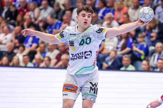30.04.2026, Handball, 1. HBL, VfL Gummersbach - Frisch Auf! Göppingen, Saison 2025 2026 Herren, Schwalbe-Arena: Elias Newel (Frisch Auf Göppingen 40) Nordrhein-Westfalen Deutschland